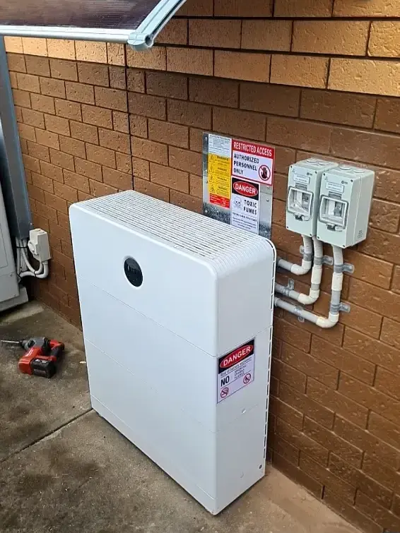 GoodWe battery under its weather cover, installed by Velocity Solar, Bell Post Hill GoodWe battery under its weather cover, installed by Velocity Solar, Bell Post Hill