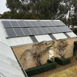 AIKO solar panels on a shed roof installed by Velocity Solar, Ocean Grove