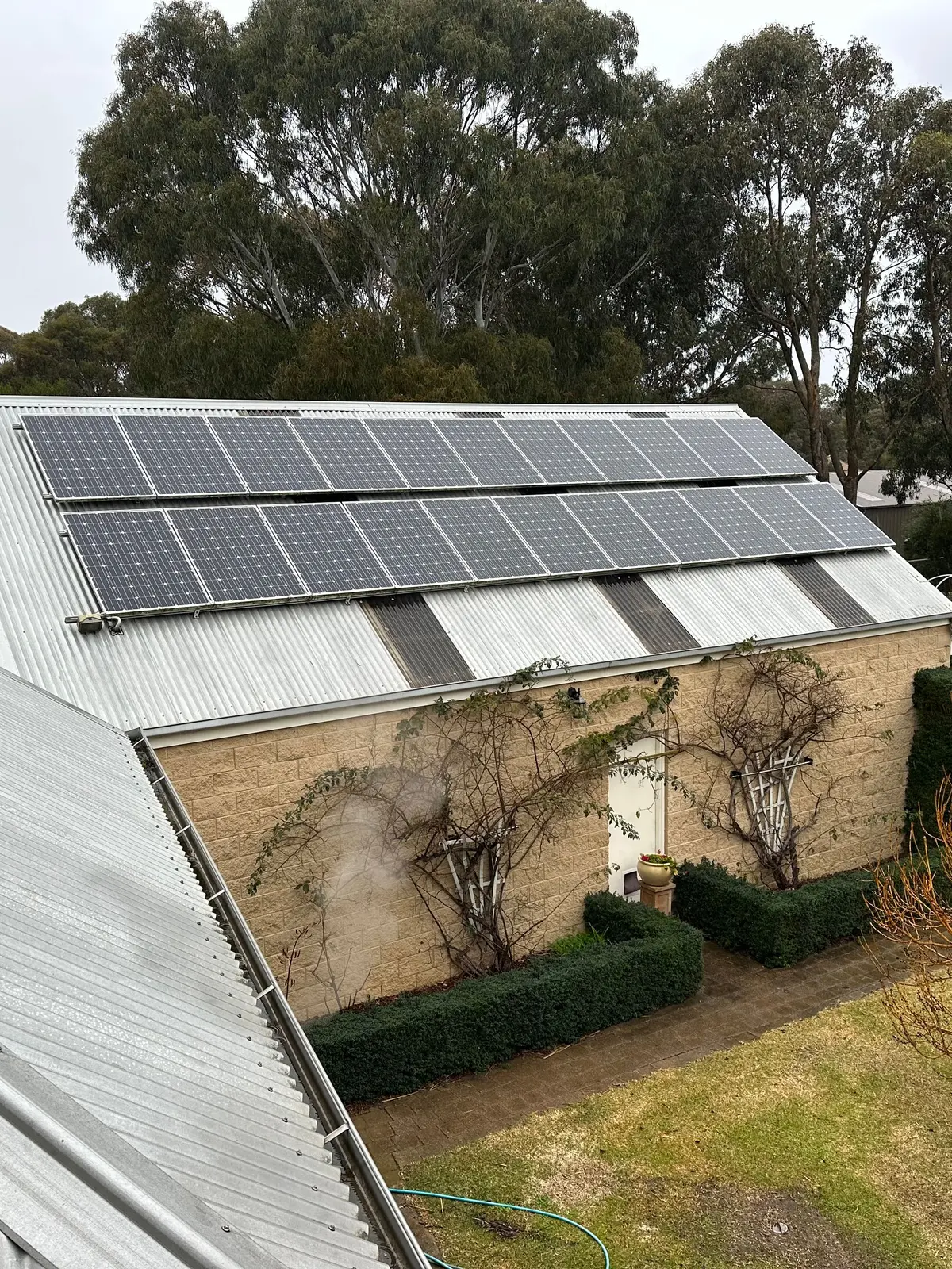 AIKO solar panels on a shed roof installed by Velocity Solar, Ocean Grove
